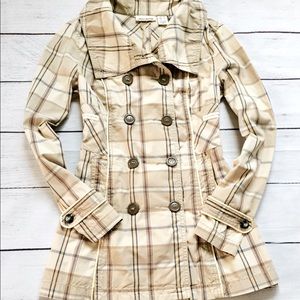 DKNY Beige/Tan Trench Style Cotton Light Coat S